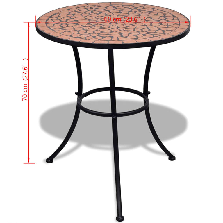 Bistrotafel 60 cm mozaïek terracottakleurig MeubelReus