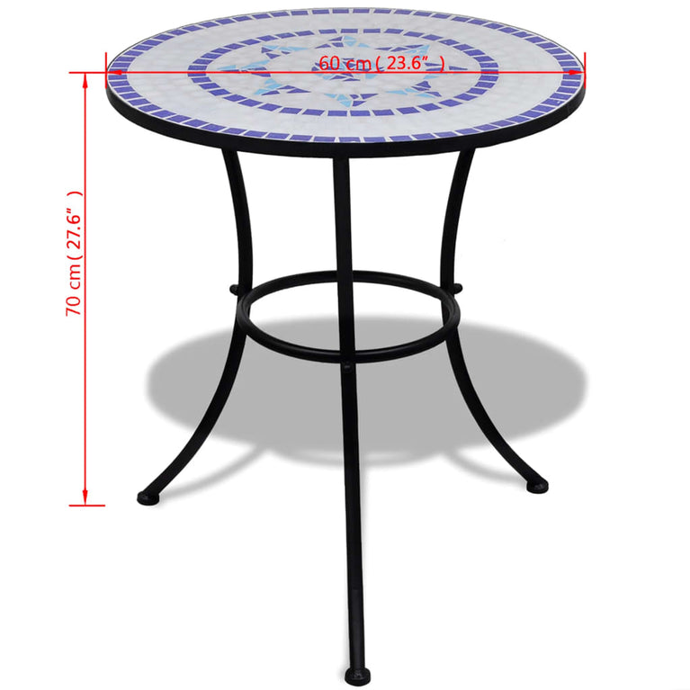 Bistrotafel 60 cm mozaïek blauw en wit MeubelReus
