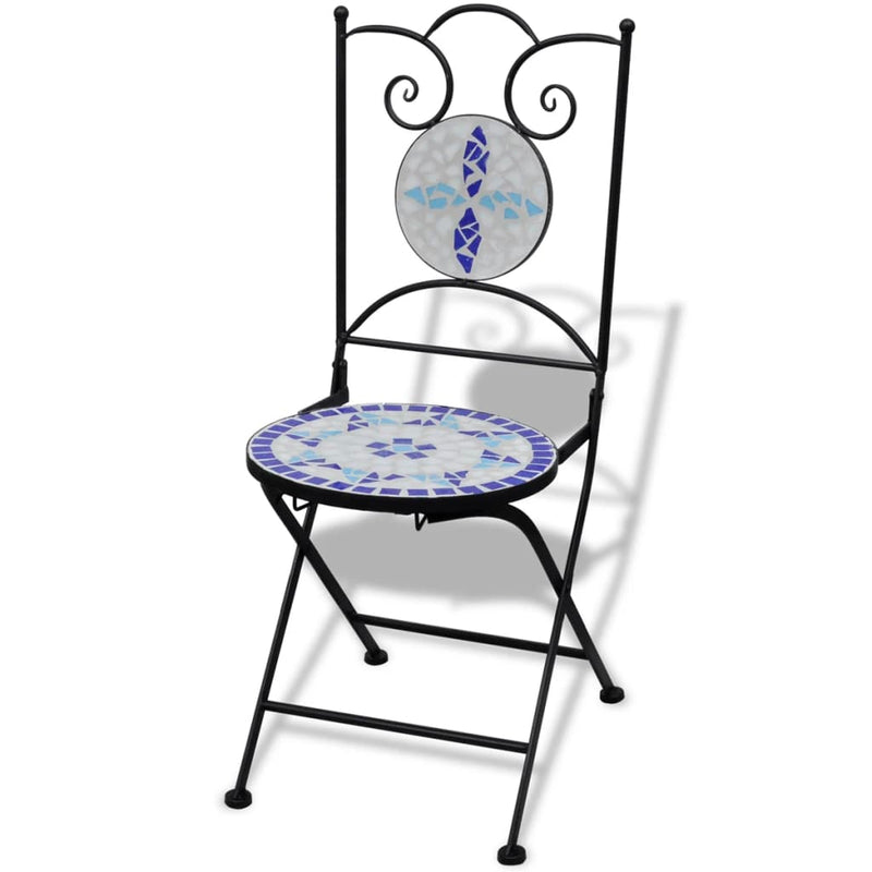 Bistrostoelen inklapbaar 2 st keramiek blauw en wit