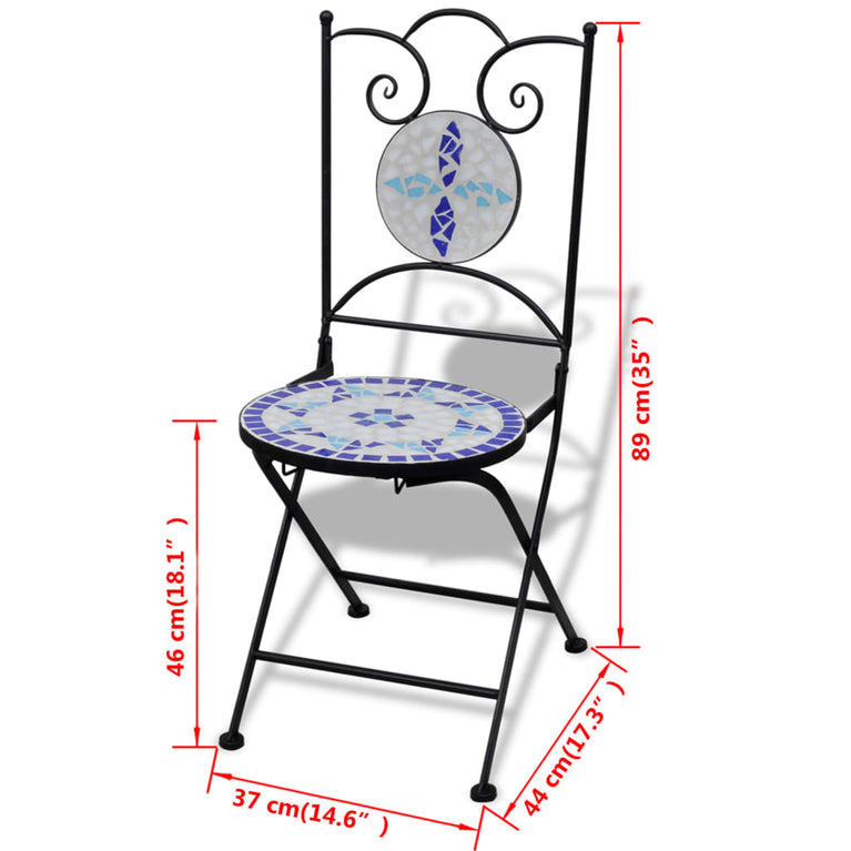 Bistrostoelen inklapbaar 2 st keramiek blauw en wit