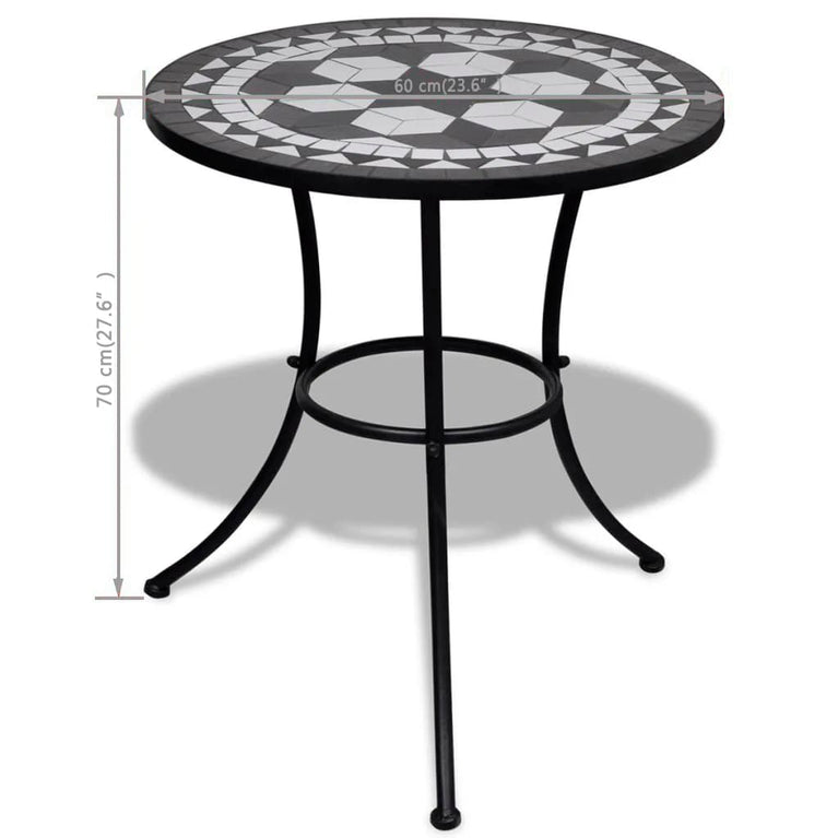 Bistrotafel 60 cm mozaïek zwart en wit MeubelReus
