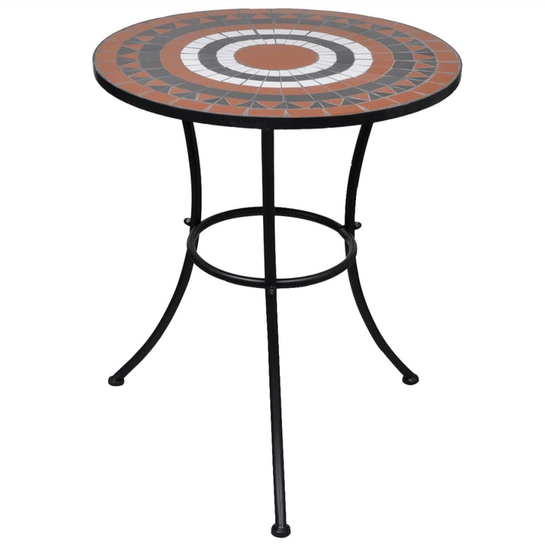 Bistrotafel 60 cm mozaïek terracottakleurig en wit MeubelReus