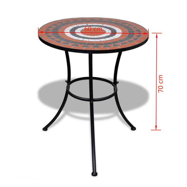 Bistrotafel 60 cm mozaïek terracottakleurig en wit MeubelReus