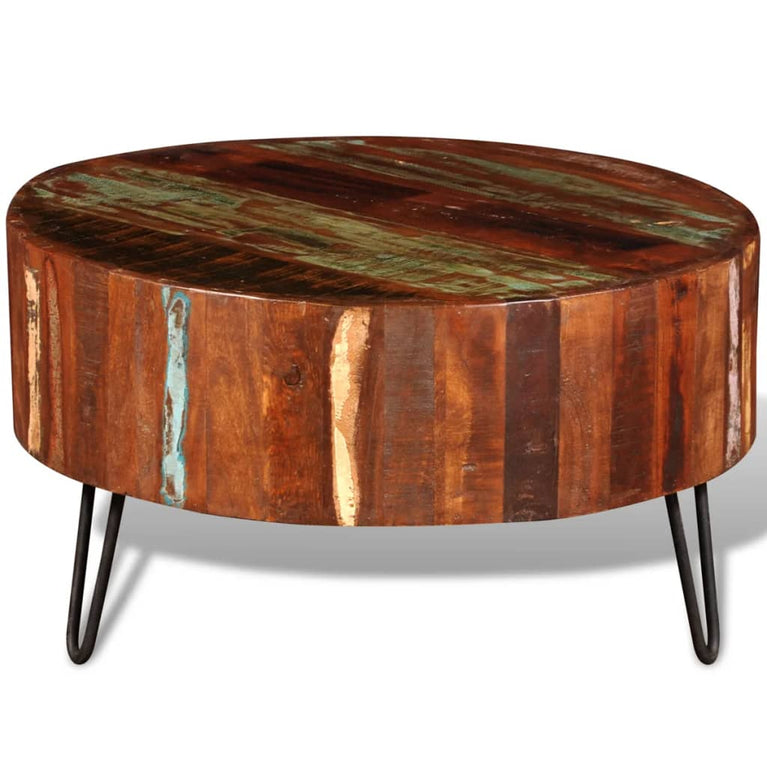 Salontafel rond massief gerecycled hout MeubelReus