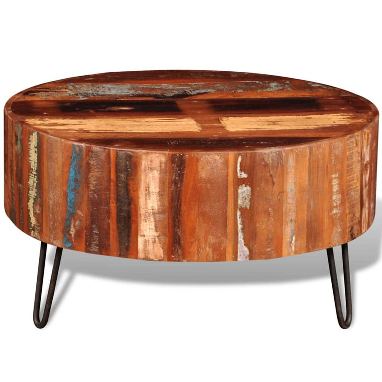 Salontafel rond massief gerecycled hout MeubelReus