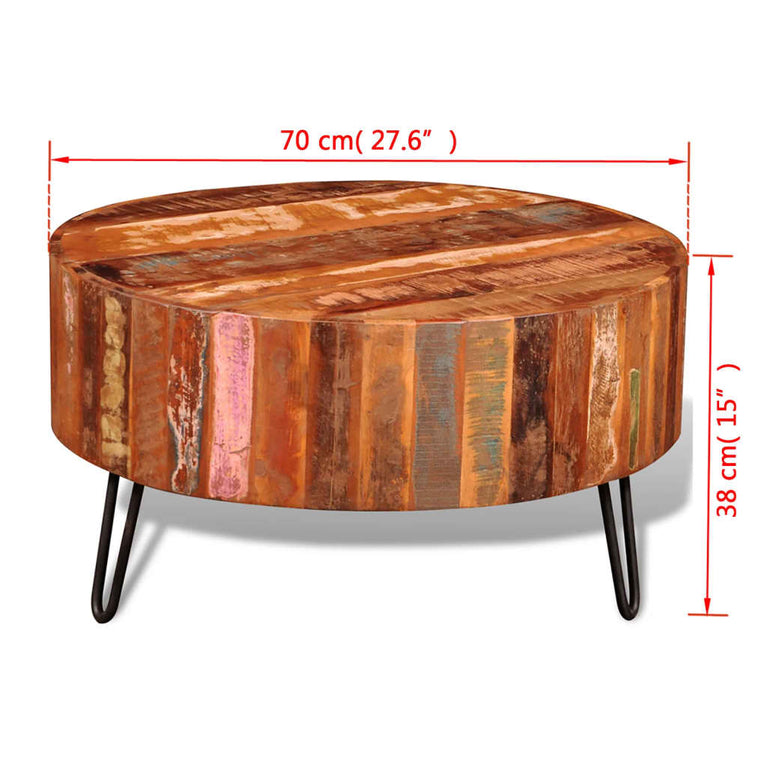 Salontafel rond massief gerecycled hout MeubelReus