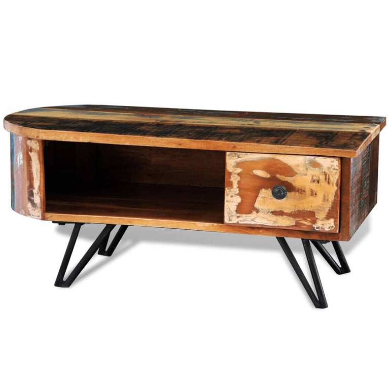 Salontafel met ijzeren poten gerecycled hout MeubelReus