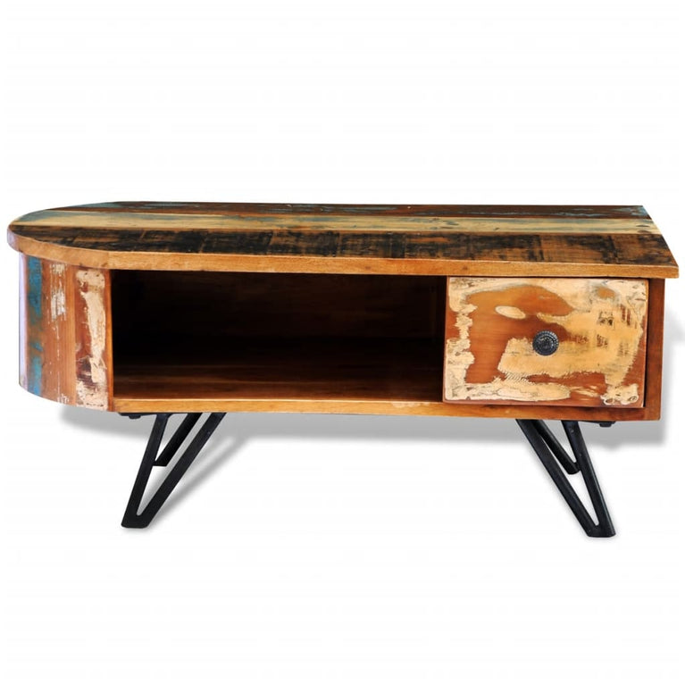Salontafel met ijzeren poten gerecycled hout MeubelReus