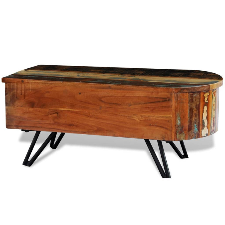 Salontafel met ijzeren poten gerecycled hout MeubelReus
