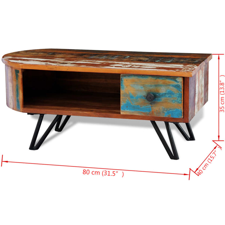 Salontafel met ijzeren poten gerecycled hout MeubelReus