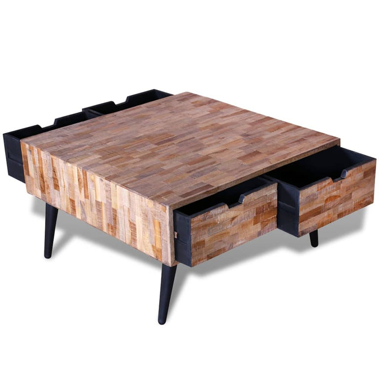 Salontafel met 4 lades gerecycled teakhout MeubelReus