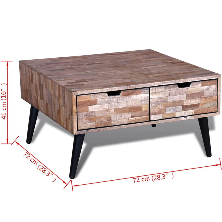 Salontafel met 4 lades gerecycled teakhout MeubelReus