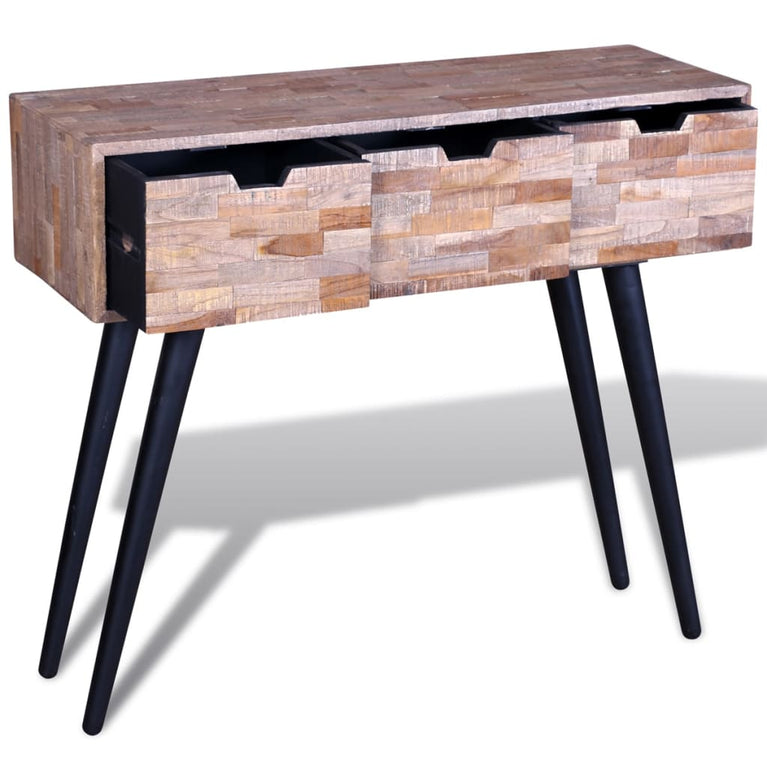 Wandtafel met 3 lades gerecycled teakhout MeubelReus