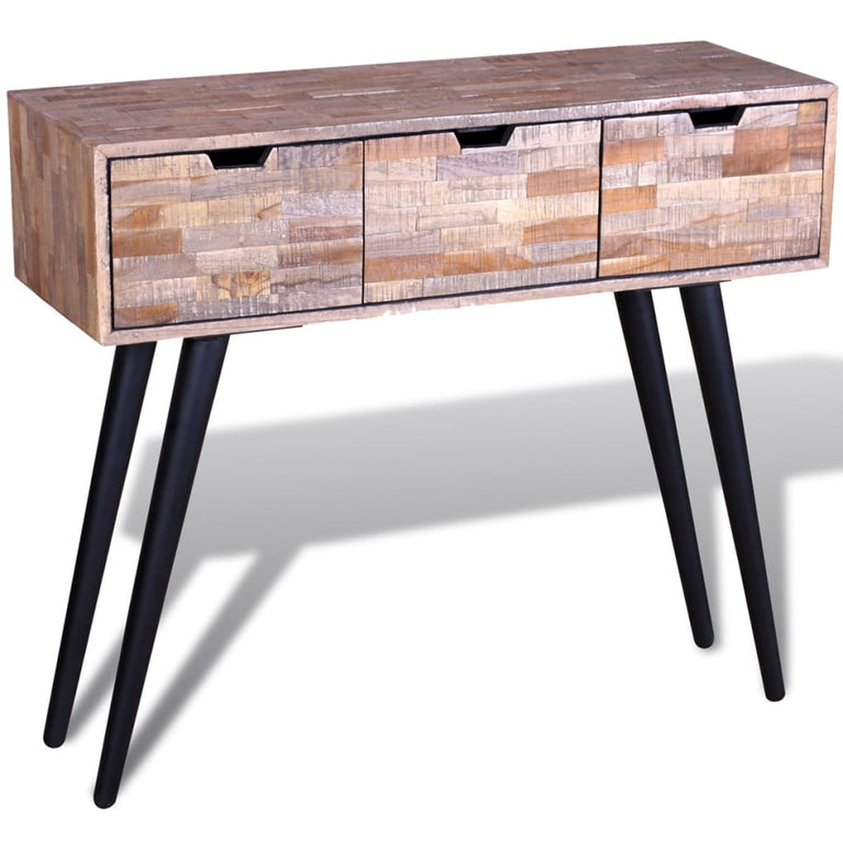 Wandtafel met 3 lades gerecycled teakhout MeubelReus