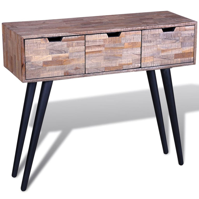 Wandtafel met 3 lades gerecycled teakhout MeubelReus