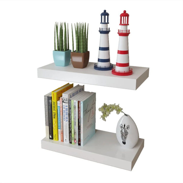 Wandplanken MDF zwevend voor boeken/dvd wit 2 st MeubelReus