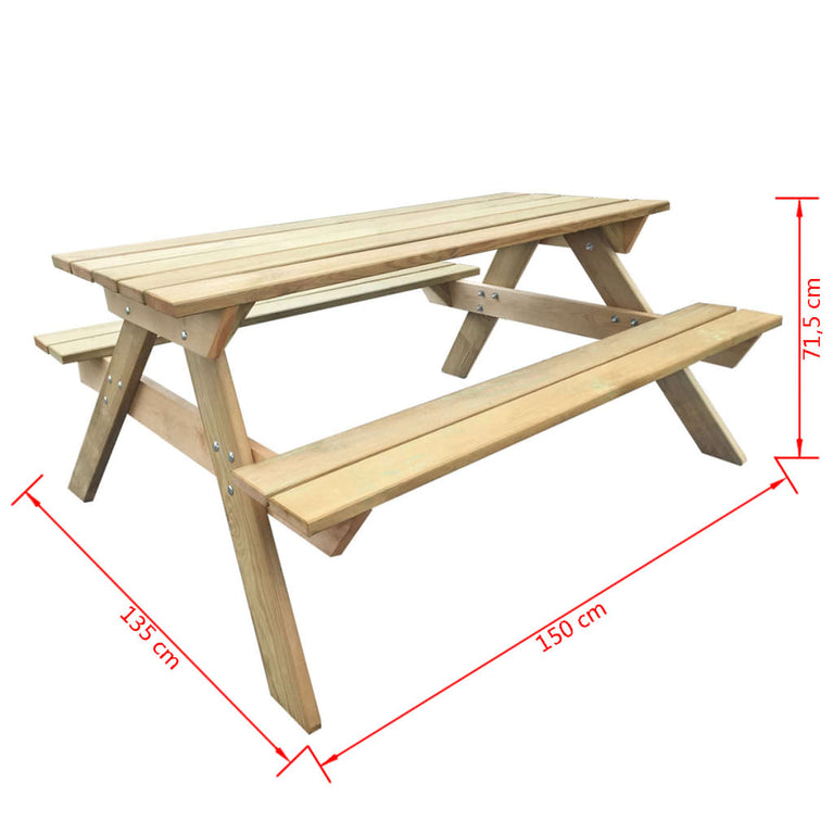 Picknicktafel 150x135x71,5 cm hout MeubelReus