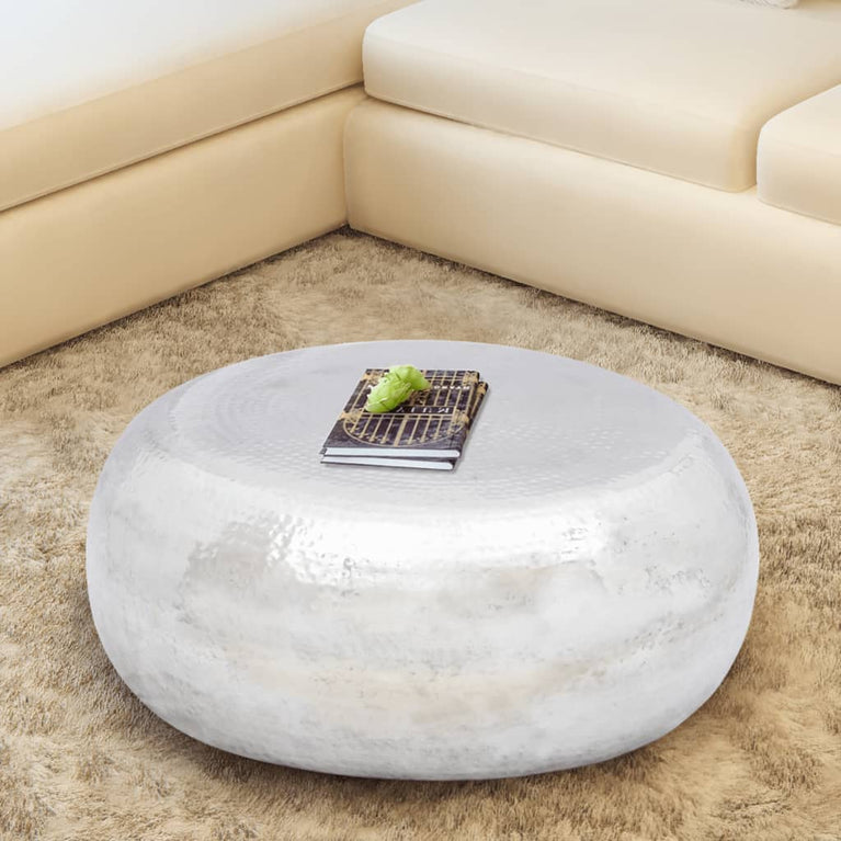 Salontafel gehamerd aluminium zilverkleurig MeubelReus