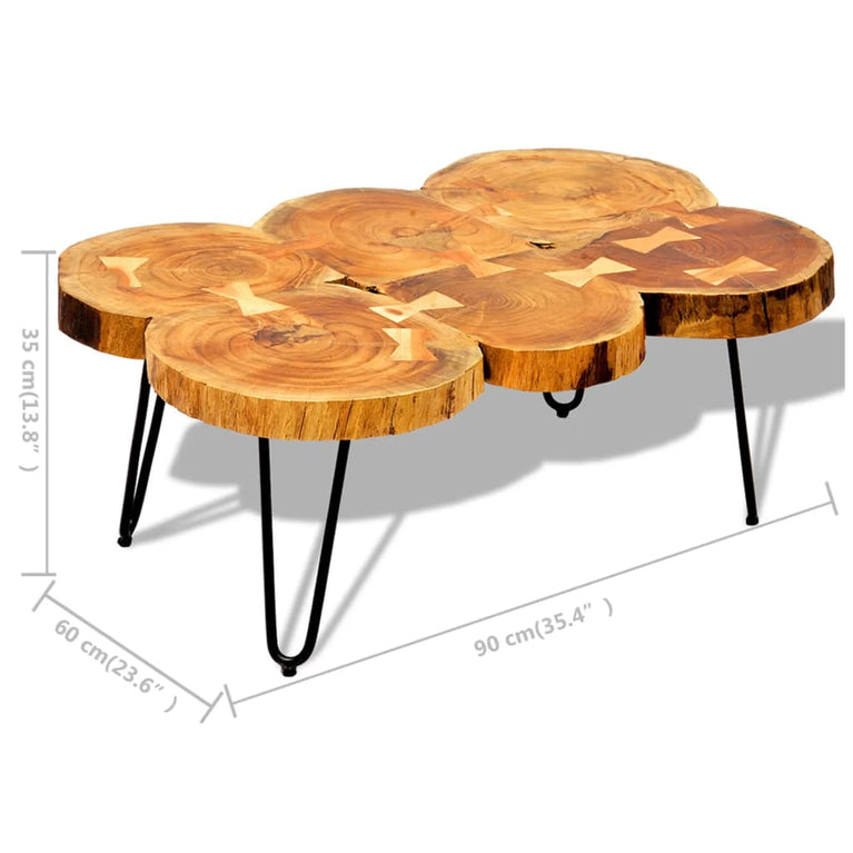Salontafel met 6 boomstammen 35 cm massief sheeshamhout MeubelReus