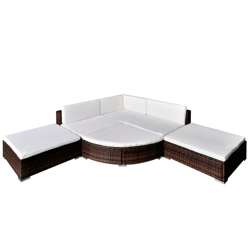 6-delige Loungeset met kussens poly rattan bruin MeubelReus
