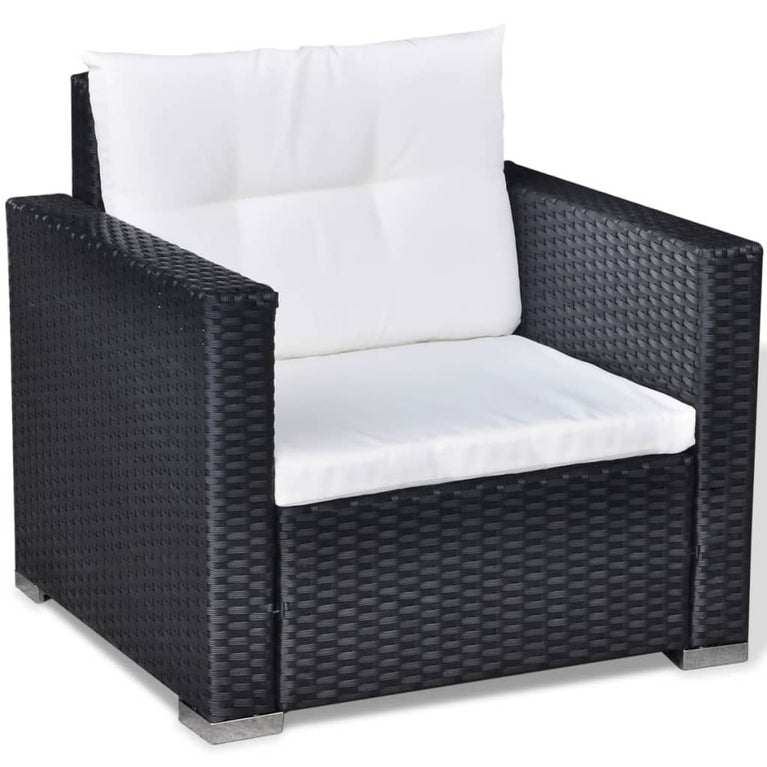 6-delige Loungeset met kussens poly rattan zwart MeubelReus