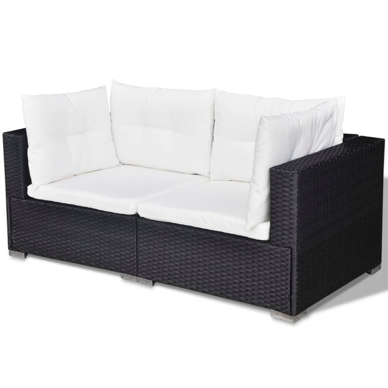 6-delige Loungeset met kussens poly rattan zwart MeubelReus