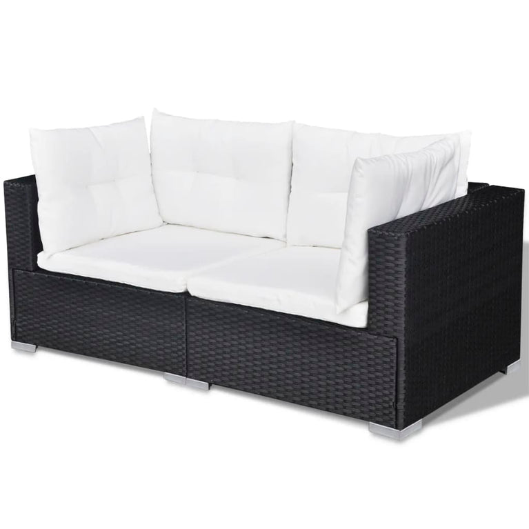 10-delige Loungeset met kussens poly rattan zwart MeubelReus