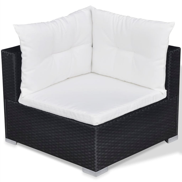 10-delige Loungeset met kussens poly rattan zwart MeubelReus