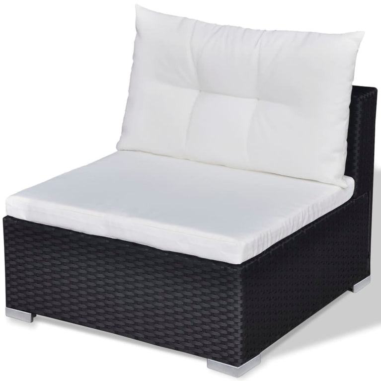 10-delige Loungeset met kussens poly rattan zwart MeubelReus