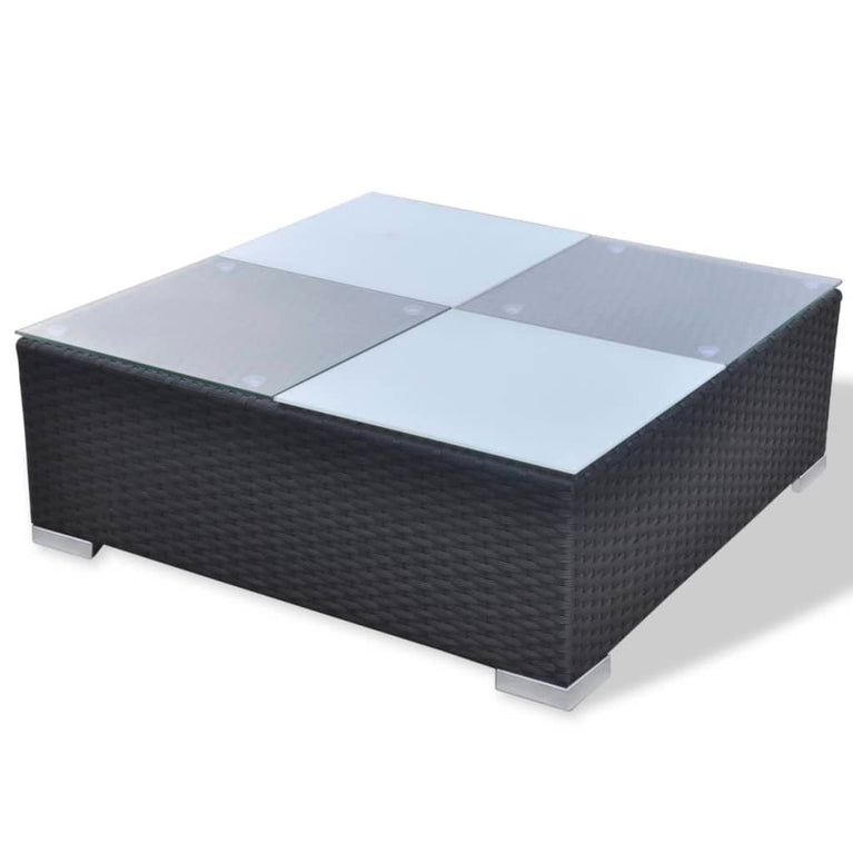 10-delige Loungeset met kussens poly rattan zwart MeubelReus