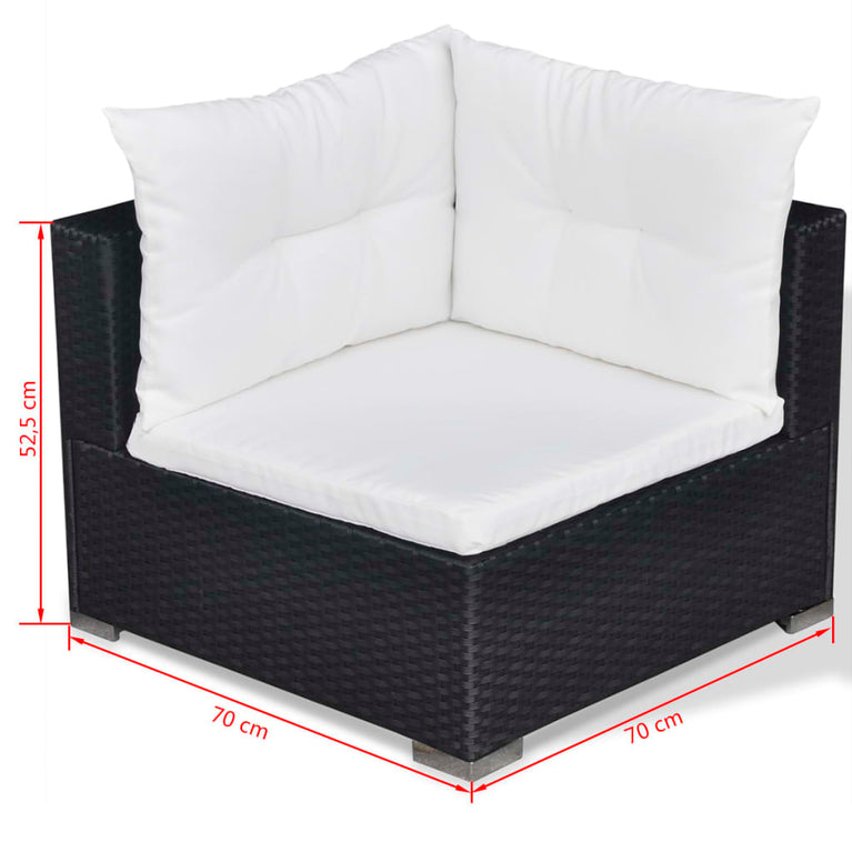 10-delige Loungeset met kussens poly rattan zwart MeubelReus