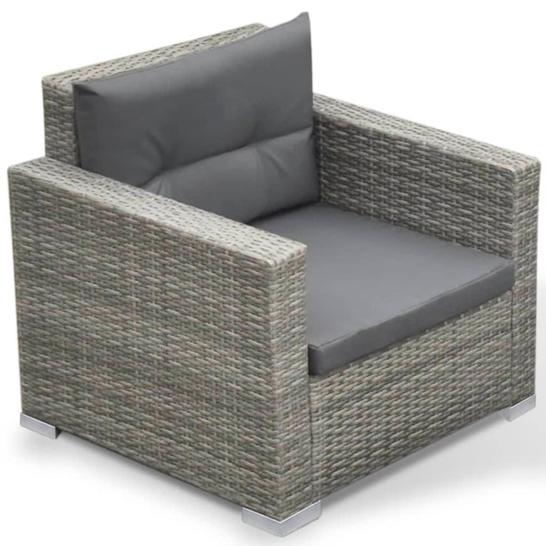 6-delige Loungeset met kussens poly rattan grijs MeubelReus