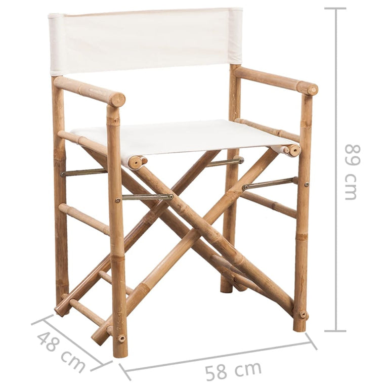 Regisseursstoelen 2 st inklapbaar bamboe en canvas MeubelReus