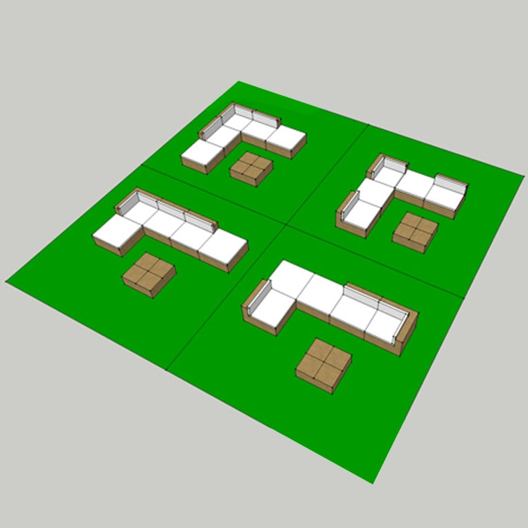 6-delige Loungeset met kussens poly rattan bruin