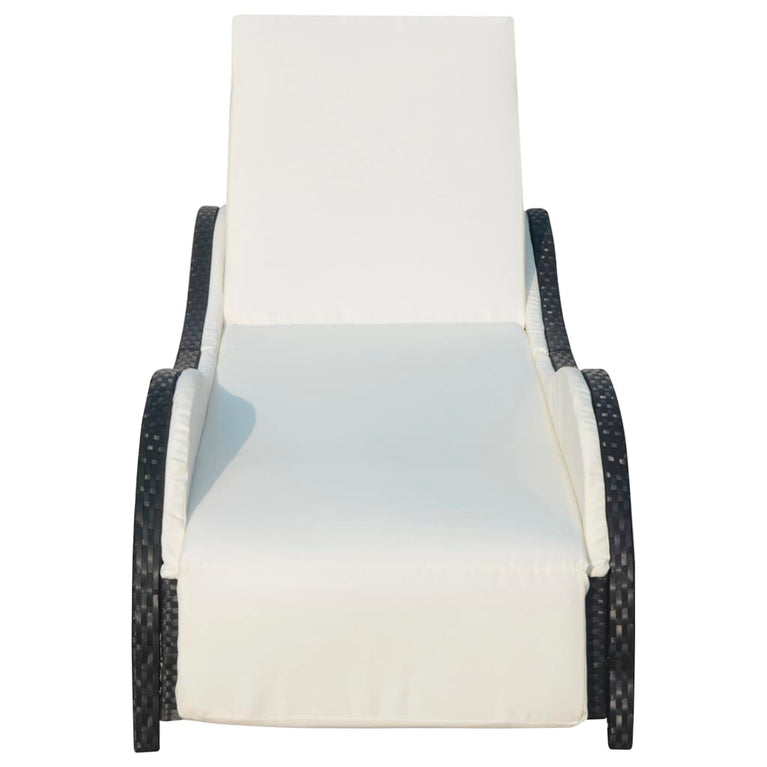 Ligbed met kussen poly rattan bruin MeubelReus