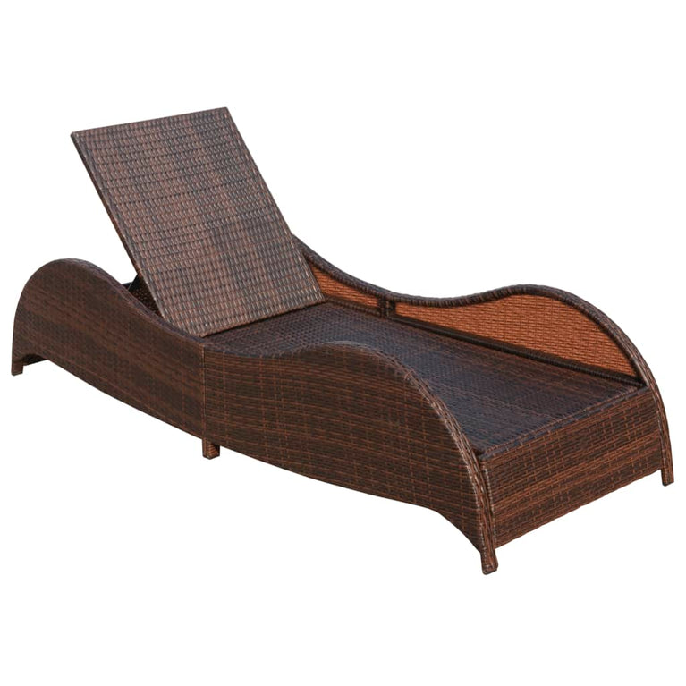 Ligbed met kussen poly rattan bruin MeubelReus