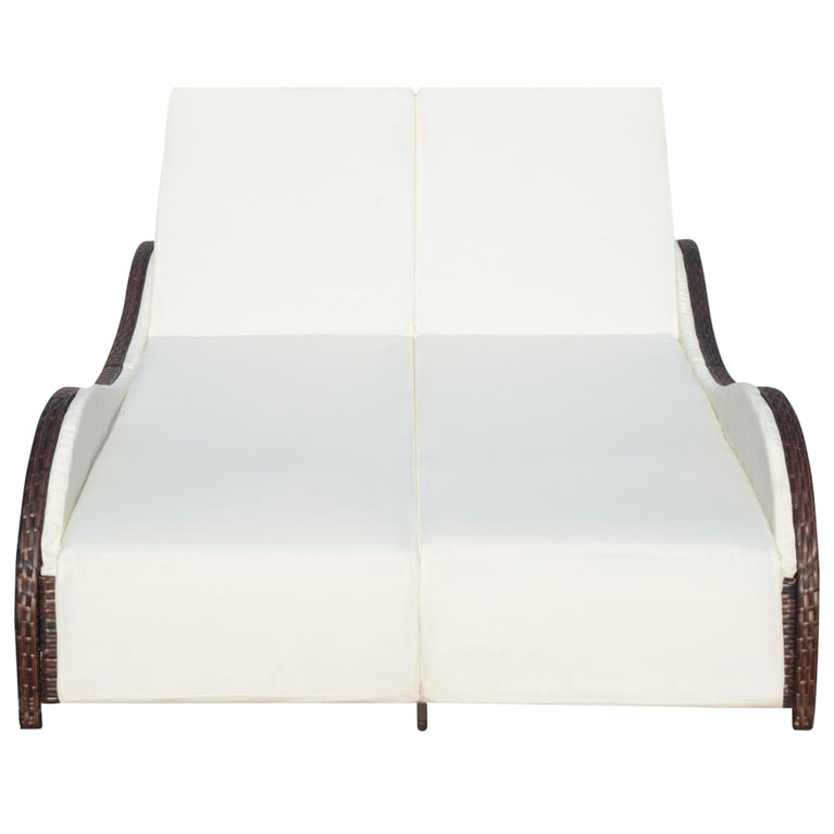 Ligbed tweepersoons met kussen poly rattan bruin MeubelReus