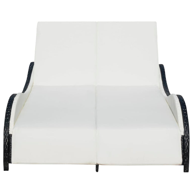 Ligbed tweepersoons met kussen poly rattan zwart MeubelReus
