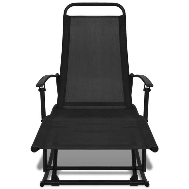 Tuinschommelstoel staal en textileen zwart MeubelReus
