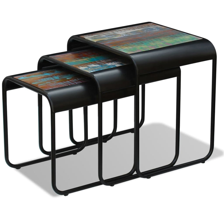 3-delige Tafeltjesset massief gerecycled hout MeubelReus