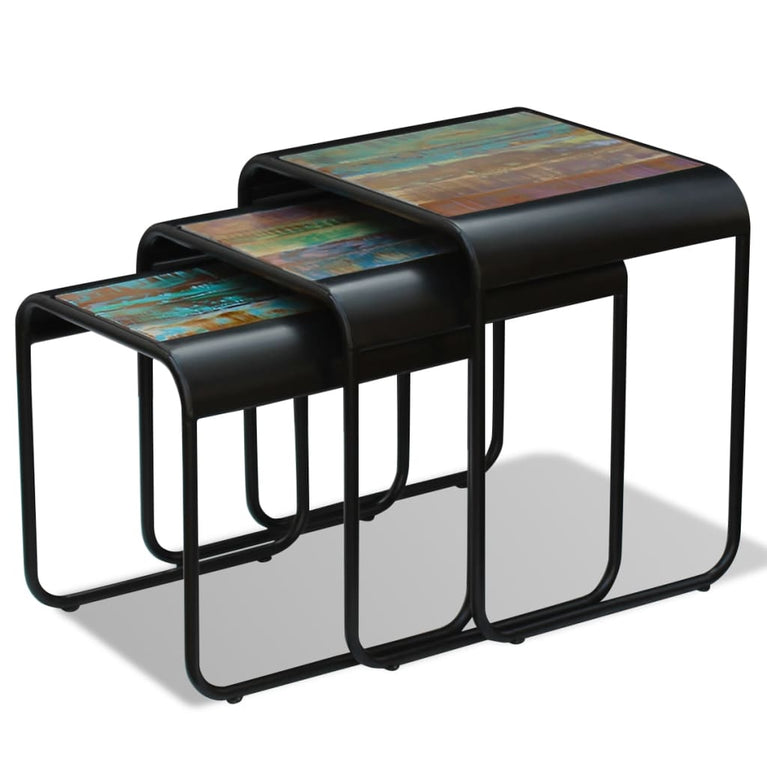 3-delige Tafeltjesset massief gerecycled hout MeubelReus