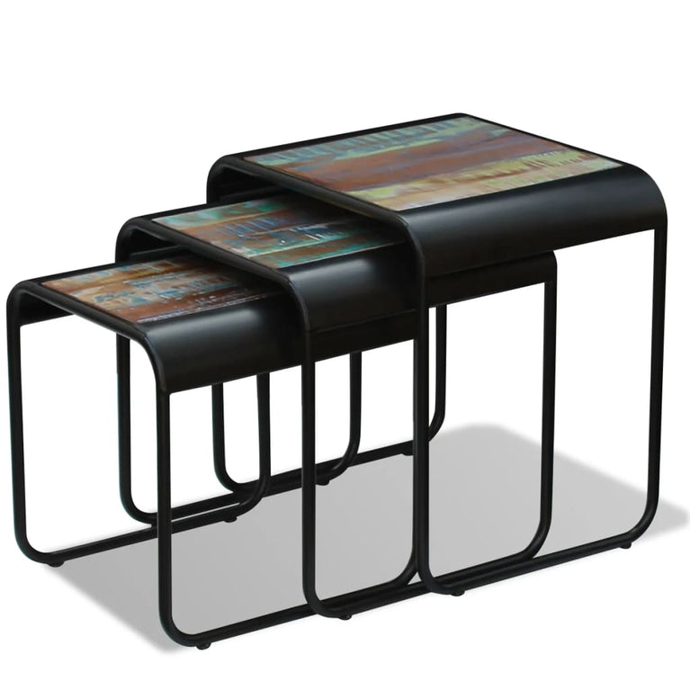 3-delige Tafeltjesset massief gerecycled hout MeubelReus