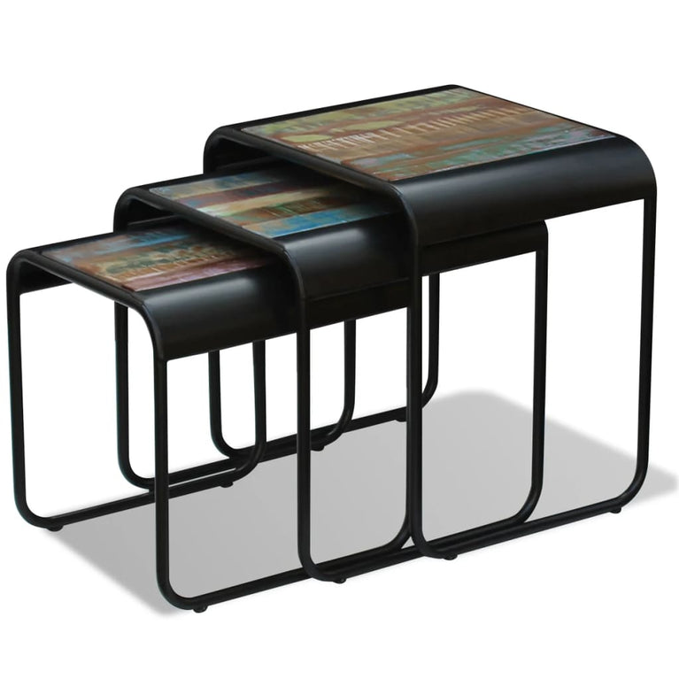 3-delige Tafeltjesset massief gerecycled hout MeubelReus