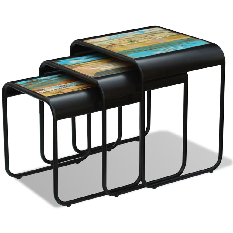 3-delige Tafeltjesset massief gerecycled hout MeubelReus