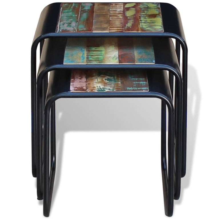 3-delige Tafeltjesset massief gerecycled hout MeubelReus