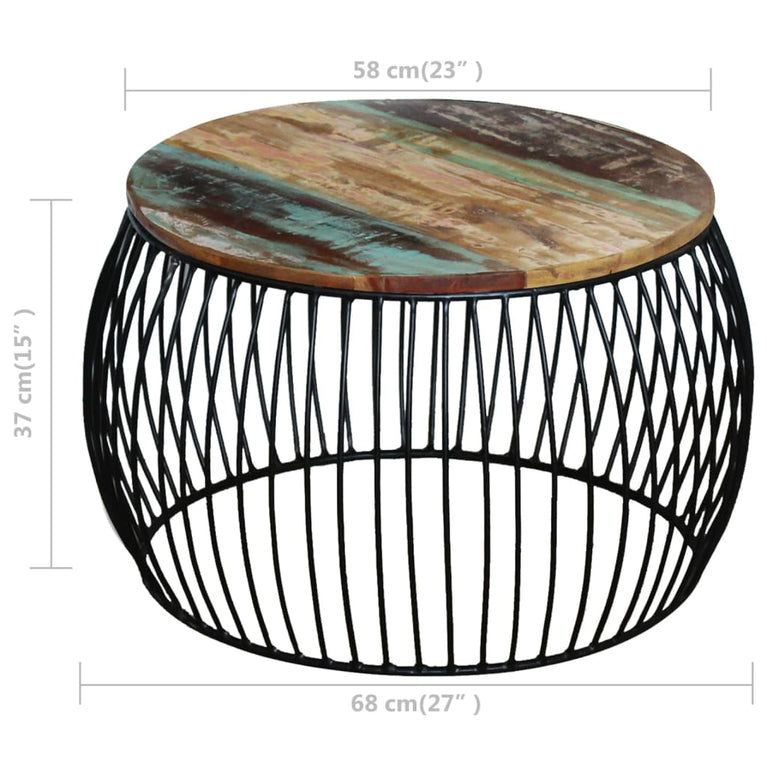Salontafel rond 68x37 cm massief gerecycled hout MeubelReus