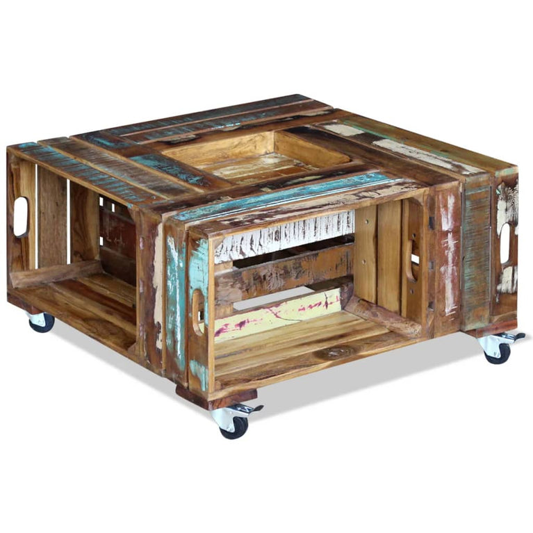 Salontafel 70x70x35 cm massief gerecycled hout MeubelReus