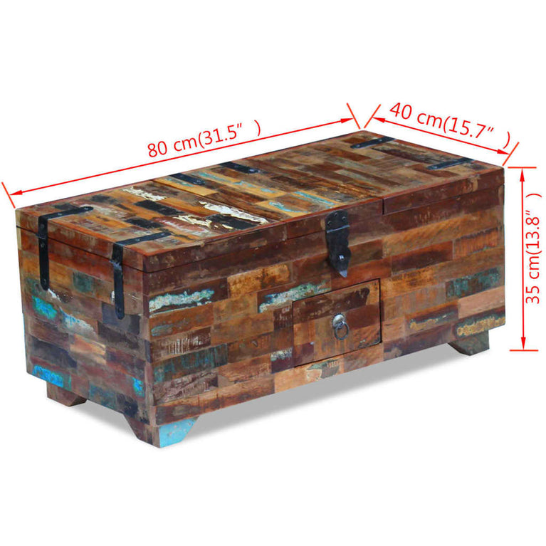 Salontafel kist 80x40x35 cm massief gerecycled hout MeubelReus