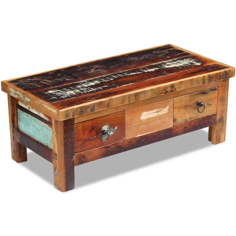Salontafel met lades 90x45x35 cm massief gerecycled hout MeubelReus