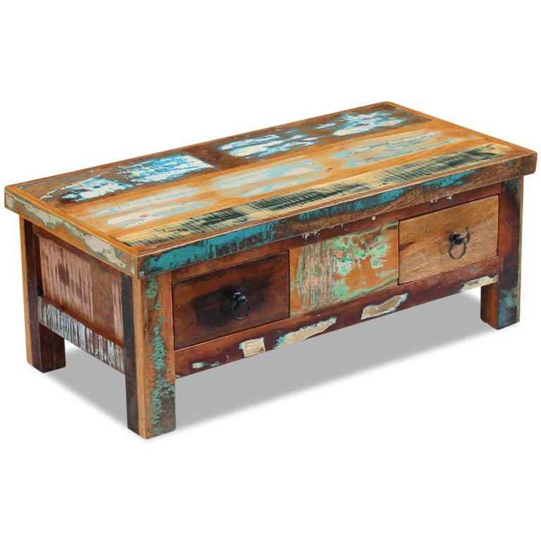 Salontafel met lades 90x45x35 cm massief gerecycled hout MeubelReus